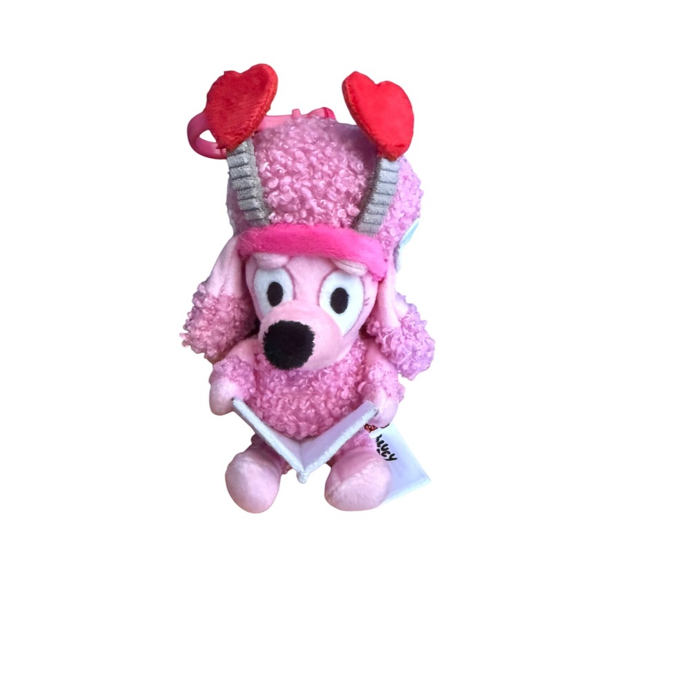 Bluey Coco Poodle Plush Keychain Dan Dee Pink Heart Antennae Backpack Clip